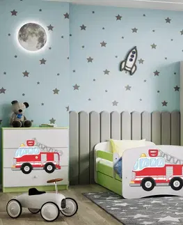 Dětský nábytek Kocot kids Dětská skříň Babydreams 90 cm hasičské auto zelená