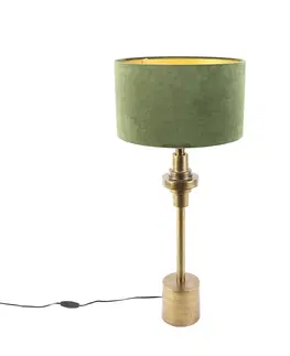 Stolni lampy Stolní lampa ve stylu art deco se sametovým odstínem zelené 35 cm - Diverso