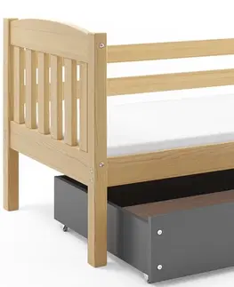 Postele BMS Dětská postel KUBUŠ 1 s úložným prostorem | borovice Barva: Borovice / bílá, Rozměr: 190 x 80 cm