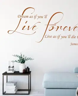 Samolepky na zeď Samolepka na zeď - James Dean - Live forever (citát na zeď)