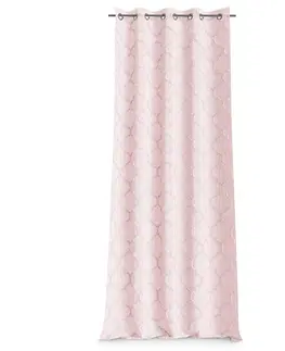 Závěsy AmeliaHome Záclona Delva Pleat růžová, 140 x 250 cm