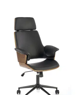 Kancelářské židle HALMAR Kancelářské křeslo WEBER černé/ořech