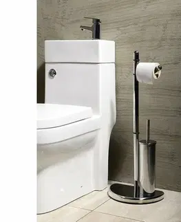 WC štětky GEDY HI32 Hibiscus stojan s držákem na toaletní papír a WC štětkou, stříbrná