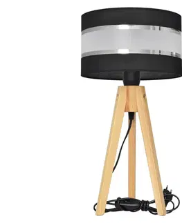 Lampy  Stolní lampa HELEN 1xE27/60W/230V černá/chrom/borovice 