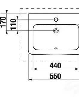 Umyvadla JIKA Cubito Umyvadlo zápustné 550x410 mm, s otvorem pro baterii, bílá H8174220001041
