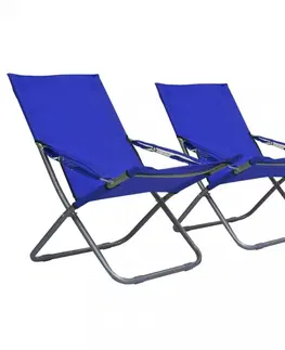 Zahradní křesla a židle Skládací plážová křesílka 2 ks Dekorhome Modrá