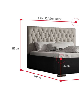 Postele Expedo Čalouněná postel REBECA + rošt + matrace, Siena01 s knoflíkem/Dolaro08, 180x200
