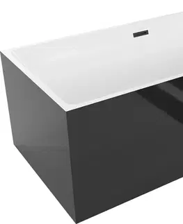 Sifony k pračkám MEXEN Nita vana volně stojící 170x80 cm, bílá/černá, černý sifon 52091708075-B