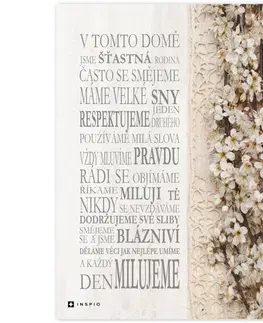 Obrazy s textem Obraz s textem - Domov, bílé květy