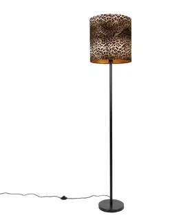 Stojaci lampy Stojací lampa černý odstín leopardí design 40 cm - Simplo