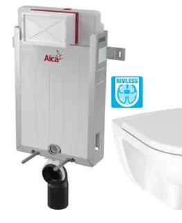 WC sedátka ALCADRAIN Renovmodul předstěnový instalační systém bez tlačítka + WC JIKA LYRA PLUS RIMLESS + SEDÁTKO DURAPLAST AM115/1000 X LY1