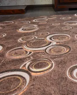 Koberce a koberečky Dywany Lusczow Kulatý koberec DROPS Bubbles hnědý, velikost kruh 100
