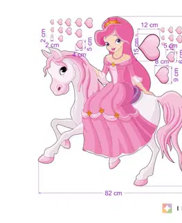 Samolepky na zeď Samolepky na zeď pro holčičky - Princezna na bílém koni