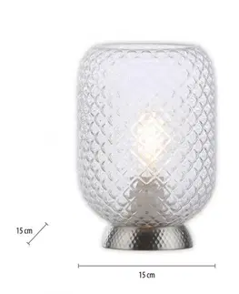 Industriální stolní lampy LEUCHTEN DIREKT is JUST LIGHT LED stolní lampa stříbrná hra světla rýhované čiré sklo šňůrový vypínač LD 14906-55