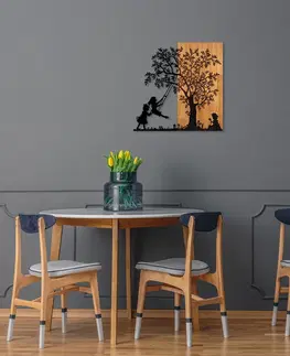 Nástěnné dekorace Nástěnná dekorace dřevo DĚTI POD STROMEM 59 x 58 cm