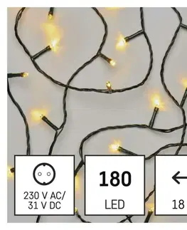 LED řetězy EMOS LED vánoční řetěz, 18 m, venkovní i vnitřní, teplá bílá, časovač D4AW04