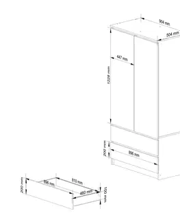Šatní skříně Ak furniture Šatní skříň SAP 90 cm se zásuvkami bílá/grafitová