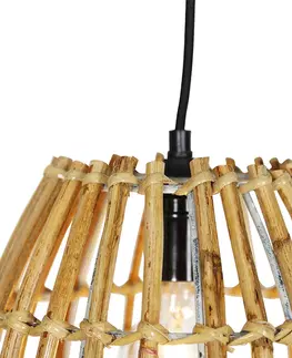 Zavesna svitidla Bambusová závěsná lampa s bílým podlouhlým 3-světlem - Canna Capsule