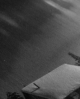 Černobílé obrazy Obraz pohádková zimní krajina v černobílém provedení