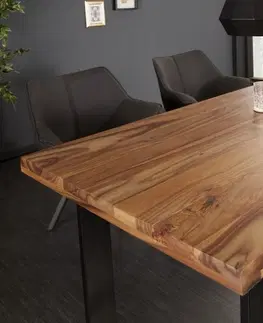 Designové a luxusní jídelní stoly Estila Industriální jídelní stůl z masivu Steele Craft 120 cm z masivu
