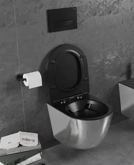 Záchody MEXEN Lena Závěsná WC mísa včetně sedátka s slow-slim, duroplast, černá mat / stríbrná 30224074