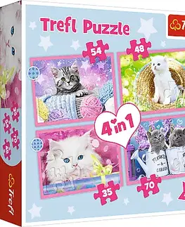 Hračky puzzle TREFL - Puzzle 4v1 - Zábavné kočky
