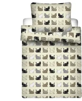 Povlečení Jerry Fabrics Bavlněné povlečení Kočky, 140 x 200 cm, 70 x 90 cm