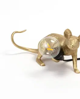 Vnitřní dekorativní svítidla SELETTI LED deko stolní lampa Mouse Lamp USB ležící zlatá