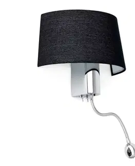 Nástěnná svítidla s látkovým stínítkem FARO HOTEL nástěnná LED lampa na čtení, černá