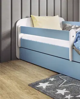 Dětské postýlky Kocot kids Dětská postel Babydreams méďa s kytičkami modrá, varianta 80x160, bez šuplíků, s matrací