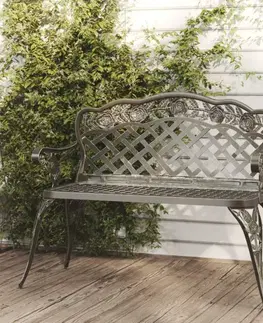 Zahradní lavice Zahradní lavice 108 cm litý hliník Dekorhome Bronzová