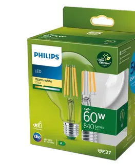 LED žárovky Philips Philips E27 LED žárovka globe G95 4W840lm 827 čirá