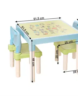 Dekorace do dětských pokojů Dětská sasa stolečku a židliček Balto 3 ks, modrá