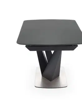 Jídelní stoly HALMAR Rozkládací stůl Patrizio tmavě šedý/černý