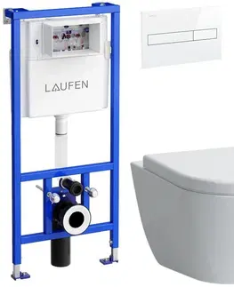 WC sedátka LAUFEN Rámový podomítkový modul CW1 SET s bílým tlačítkem + WC LAUFEN PRO + SEDÁTKO H8946600000001BI LP3
