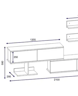 Obývací stěny Kalune Design Obývací stěna MAXIMUS 210 cm bílá/buk
