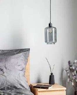 Závěsná světla Solbika Lighting Závěsné svítidlo s kouřově šedým skleněným stínidlem Ø 17 cm