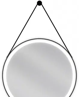 Koupelnová zrcadla MEXEN Reni zrcadlo s osvětlením, 60 cm, LED 6000K, černý rám 9812-060-060-611-70