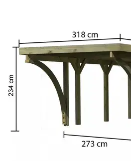 Garáže Dřevěný přístřešek / carport CLASSIC 3C s plechy Lanitplast