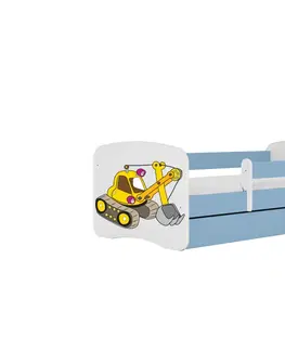 Dětské postýlky Kocot kids Dětská postel Babydreams bagr modrá, varianta 80x160, se šuplíky, bez matrace