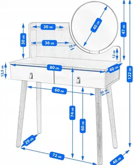 Toaletní stolky ArtJum Toaletní stolek SCANDI 3 LED | CM-254152