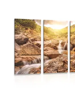 Obrazy vodopád 5-dílný obraz vysokohorské vodopády
