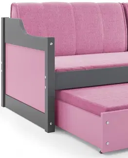 Postele BMS Dětská postel s přistýlkou DAWID | šedá 80 x 190 cm Barva: Růžová
