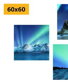 Sestavy obrazů Set obrazů krása polární záře