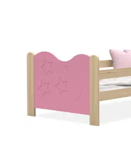 Dětské pokoje Expedo Dětská postel  MICKEY P1 + matrace + rošt ZDARMA, 160x80, borovice/růžová
