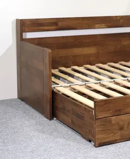 rozkládací Rozkládací postel s úložným prostorem GABRIEL s područkami, masiv buk