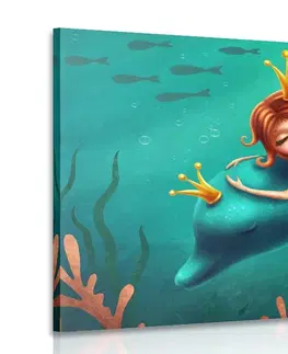 Dětské obrazy Obraz mořská víla s delfínem