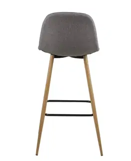 Barové židle Dkton Designová barová židle Nayeli světle šedá a přírodní