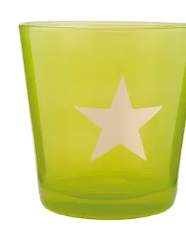 Svícny Zelený svícen na čajovou svíčku s hvězdou - Ø 10*10 cm   Clayre & Eef 6GL1547GR