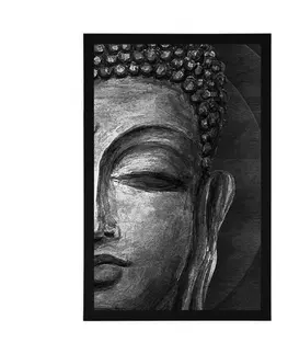 Černobílé Plakát tvář Buddhy v černobílém provedení